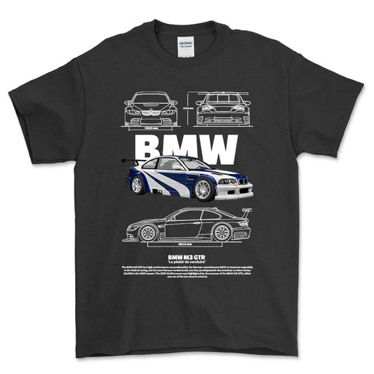BMW M3 GTR - Unisex T-Shirt , Bomuld-Beklædning-BMW-Sort-S-Forside-Garage Culture Shop- garage - man cave - merchandise