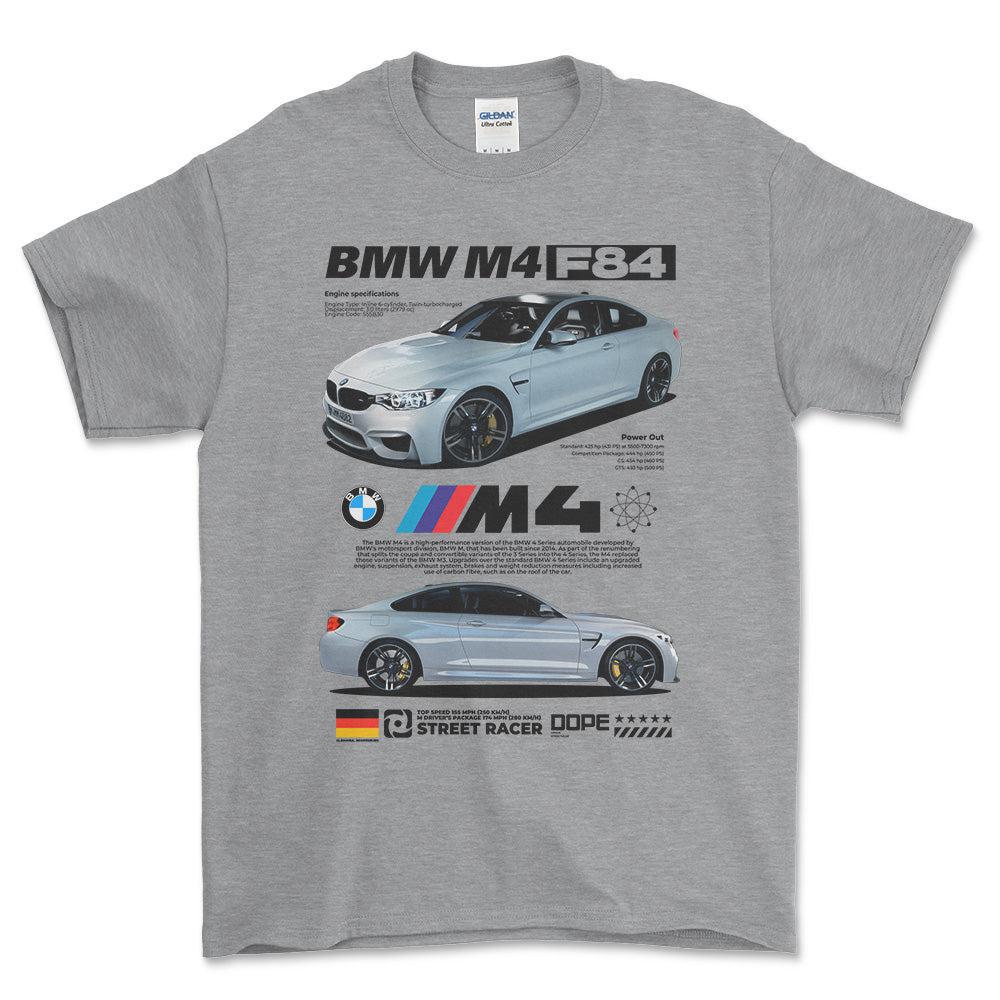 BMW M4 F84 - Unisex T-Shirt , Bomuld-Beklædning-BMW-Grå Sport-S-Forside-Garage Culture Shop- garage - man cave - merchandise