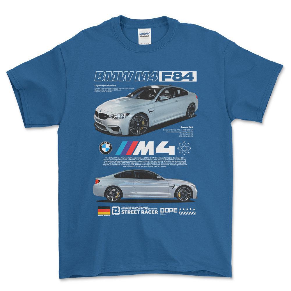 BMW M4 F84 - Unisex T-Shirt , Bomuld-Beklædning-BMW-Blå Royal-S-Forside-Garage Culture Shop- garage - man cave - merchandise