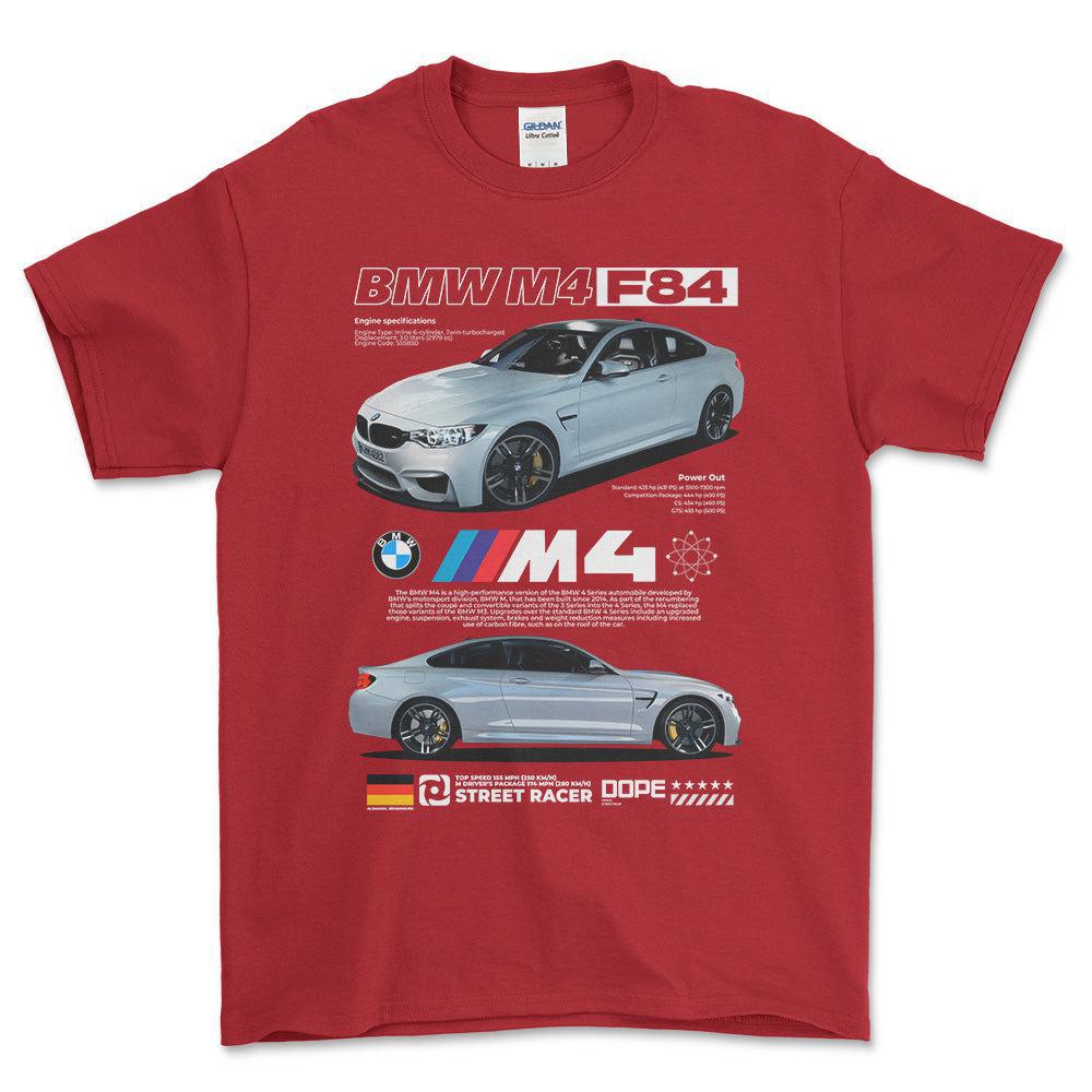 BMW M4 F84 - Unisex T-Shirt , Bomuld-Beklædning-BMW-Rød-S-Forside-Garage Culture Shop- garage - man cave - merchandise