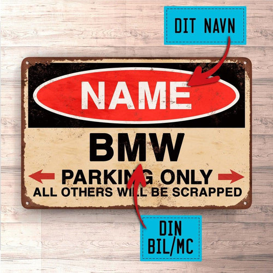 BMW - Parking Only - Skilte, Musemåtte, Dørmåtte , Plakat-Skilte-BMW-Garage Culture Shop- garage - man cave - merchandise