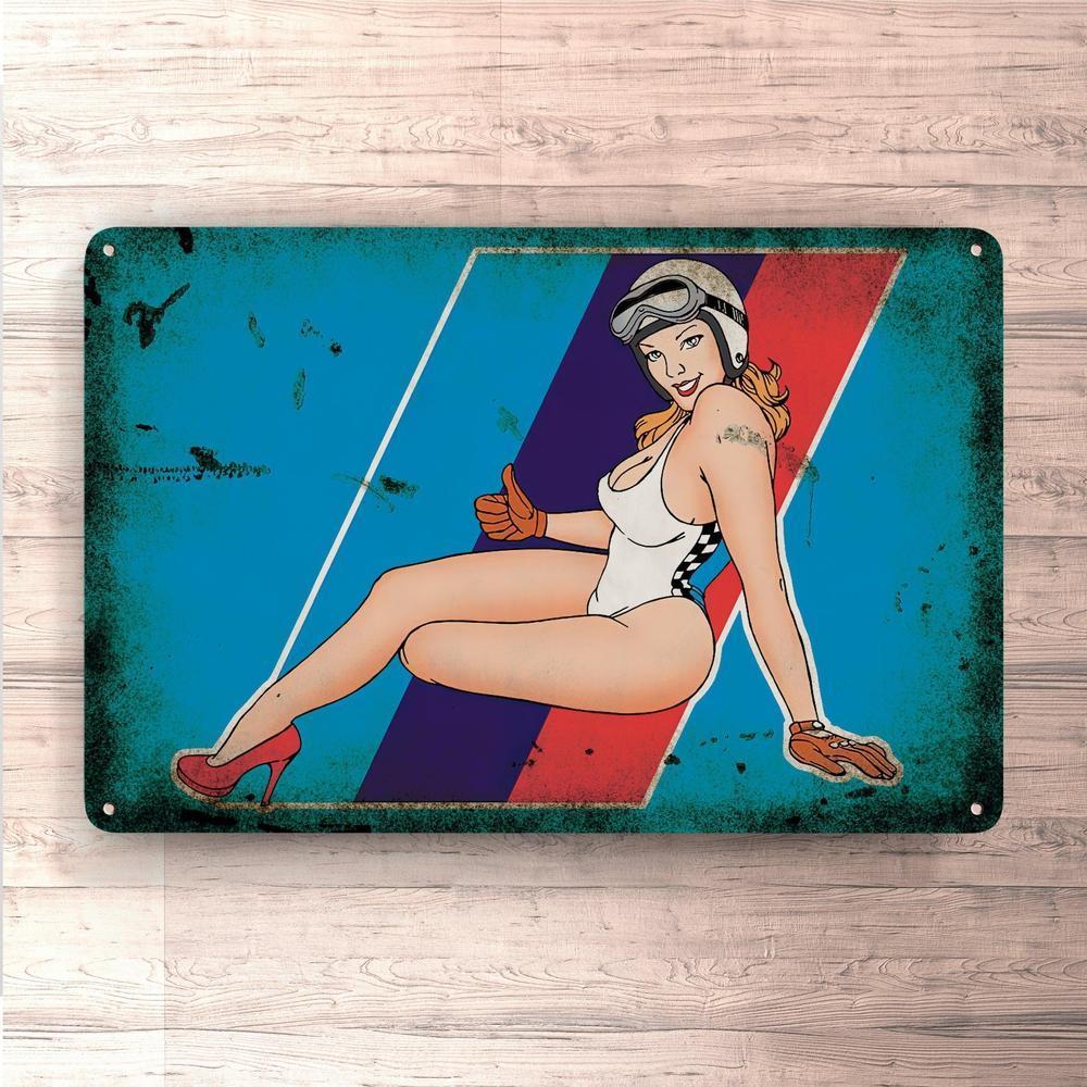 BMW Pin-Up Vintage Skilte, Musemåtte, Dørmåtte-Skilte-BMW-Garage Culture Shop- garage - man cave - merchandise