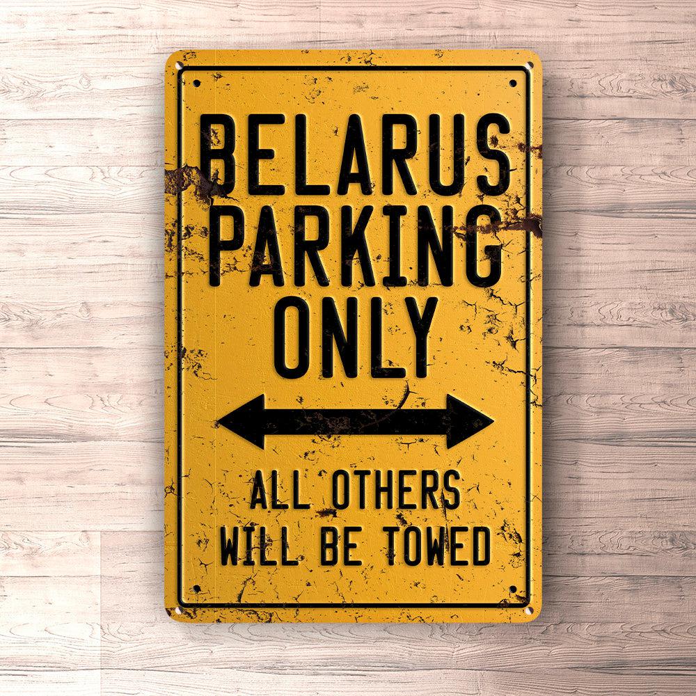 Belarus Parking Only Skilte, Musemåtte, Dørmåtte-Parking skilte-Belarus-Garage Culture Shop- garage - man cave - merchandise