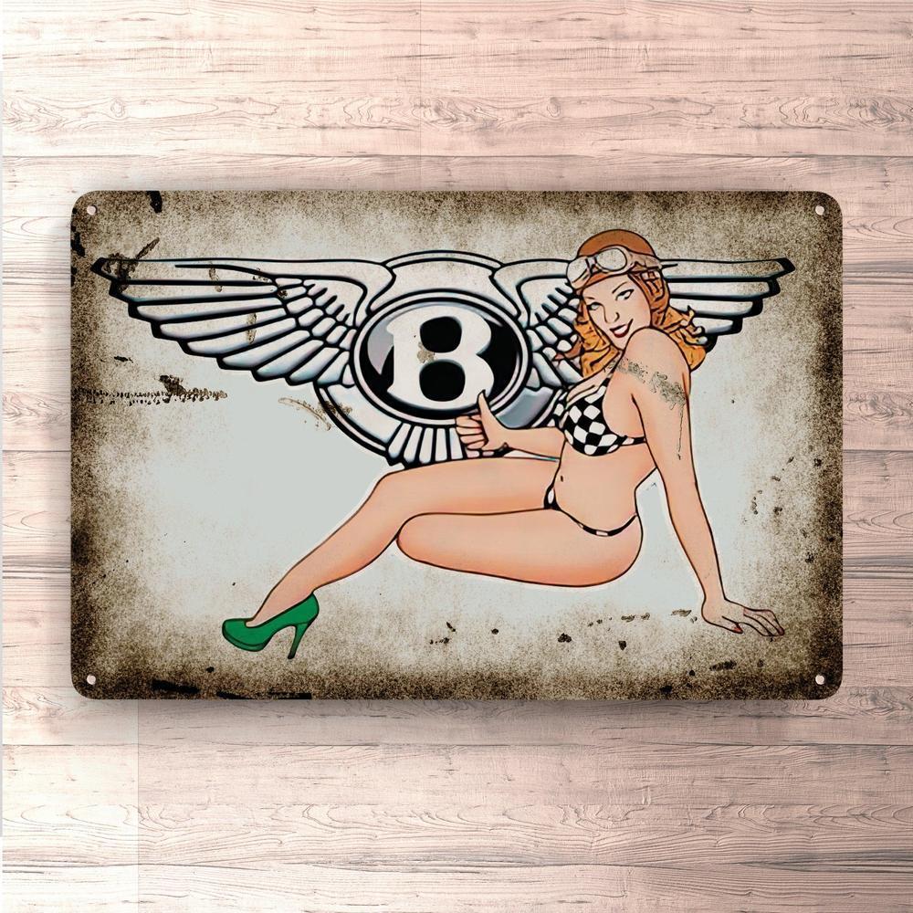 Bentley Pin-Up Vintage Skilte, Musemåtte, Dørmåtte-Skilte-Bentley-Garage Culture Shop- garage - man cave - merchandise