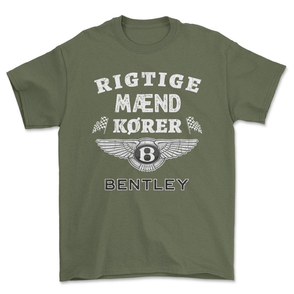 Bentley Rigtige Mænd Kører Unisex T-Shirt , Bomuld-Beklædning-Bentley-Grøn Militær-S-Forside-Garage Culture Shop- garage - man cave - merchandise