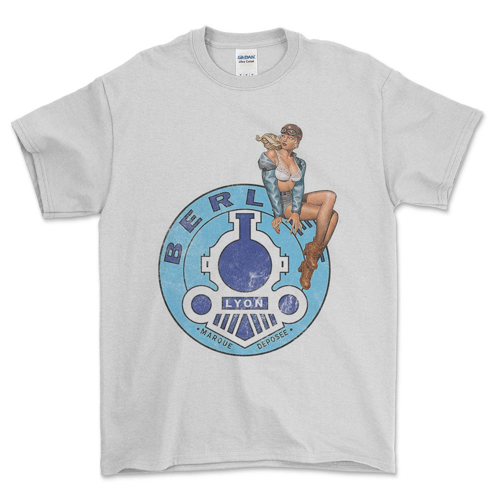 Berliet Pinup - Unisex T-Shirt , Bomuld-Beklædning-Berliet-Hvid-S-Forside-Garage Culture Shop- garage - man cave - merchandise