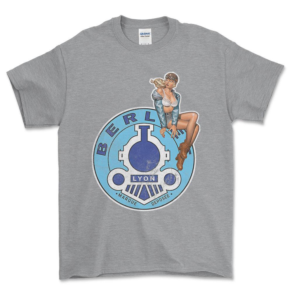 Berliet Pinup - Unisex T-Shirt , Bomuld-Beklædning-Berliet-Grå Sport-S-Forside-Garage Culture Shop- garage - man cave - merchandise