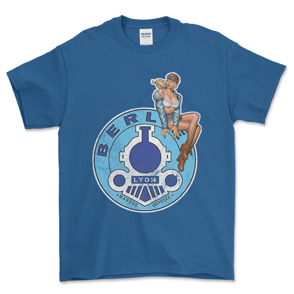 Berliet Pinup - Unisex T-Shirt , Bomuld-Beklædning-Berliet-Blå Royal-S-Forside-Garage Culture Shop- garage - man cave - merchandise