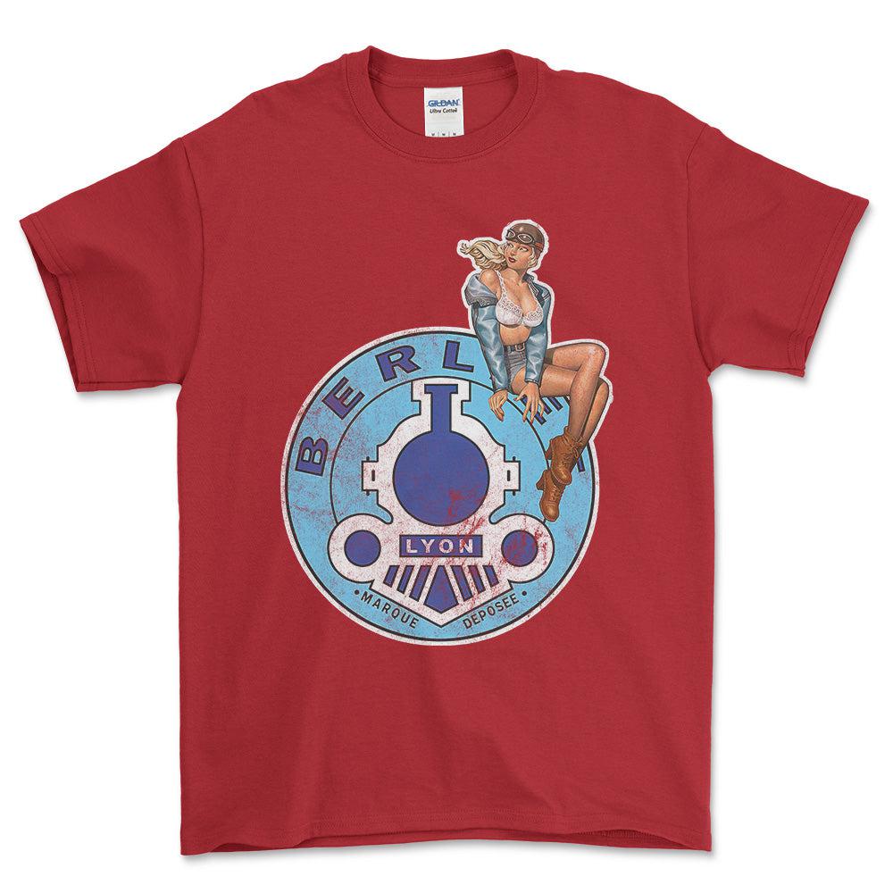 Berliet Pinup - Unisex T-Shirt , Bomuld-Beklædning-Berliet-Rød-S-Forside-Garage Culture Shop- garage - man cave - merchandise