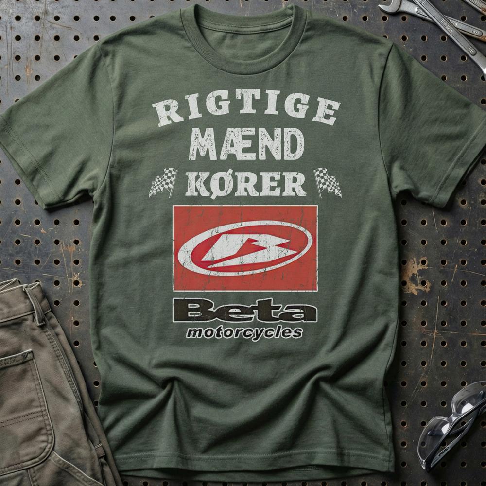 Beta Rigtige Mænd Kører - Unisex T-Shirt , Bomuld-Beklædning-Beta-Grøn Militær-S-Garage Culture Shop- garage - man cave - merchandise