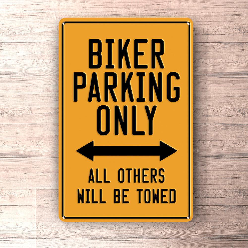 Biker Parking Only Skilte, Musemåtte, Dørmåtte , Plakat-Parking skilte-Biker-Garage Culture Shop- garage - man cave - merchandise