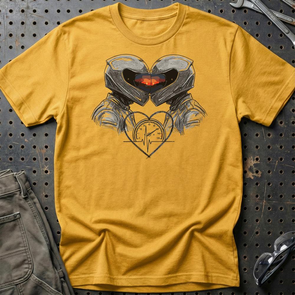 Biker-kærlighed - Unisex T-Shirt , Bomuld-Beklædning-Garage Culture-Guld-S-Garage Culture Shop- garage - man cave - merchandise