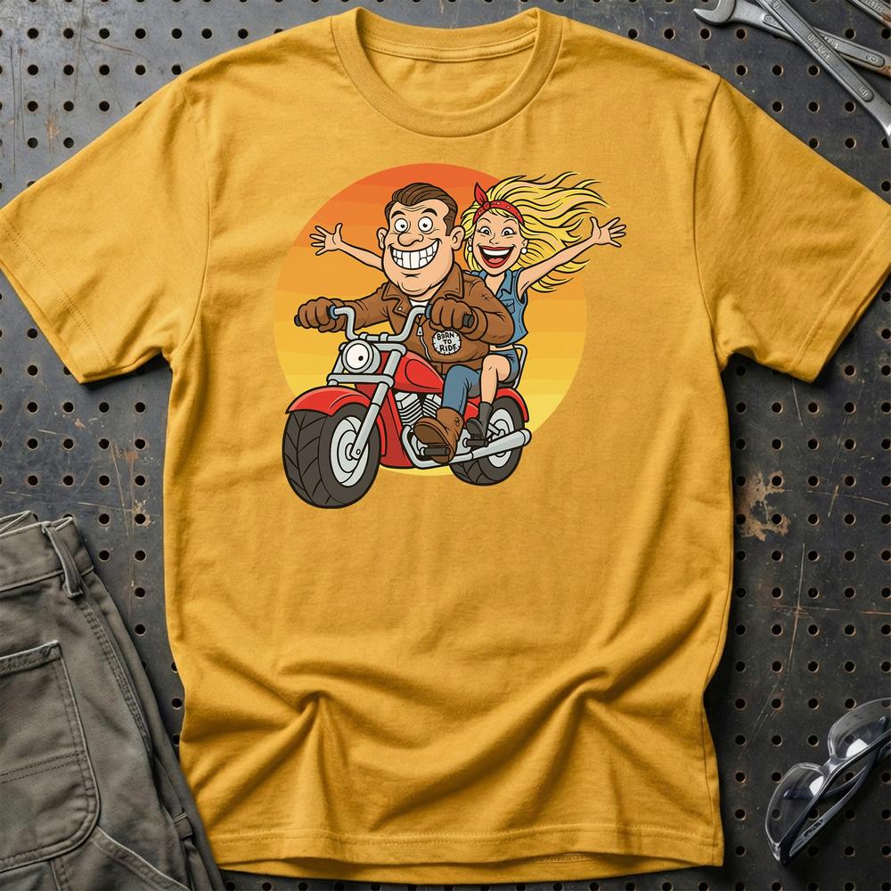 Bikerpar – Born to Ride - Unisex T-Shirt , Bomuld-Beklædning-Garage Culture-Guld-S-Garage Culture Shop- garage - man cave - merchandise