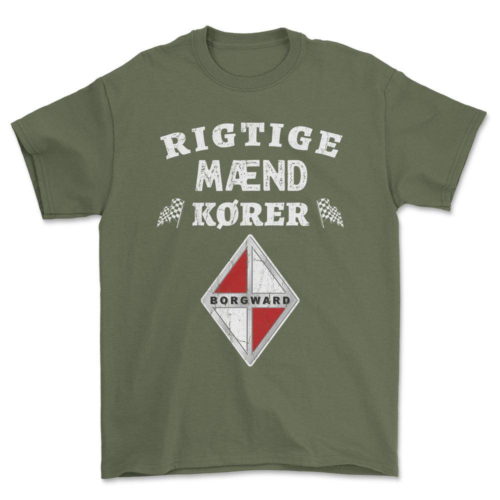 Borgward Rigtige Mænd Kører Unisex T-Shirt , Bomuld-Beklædning-Borgward-Grøn Militær-S-Forside-Garage Culture Shop- garage - man cave - merchandise
