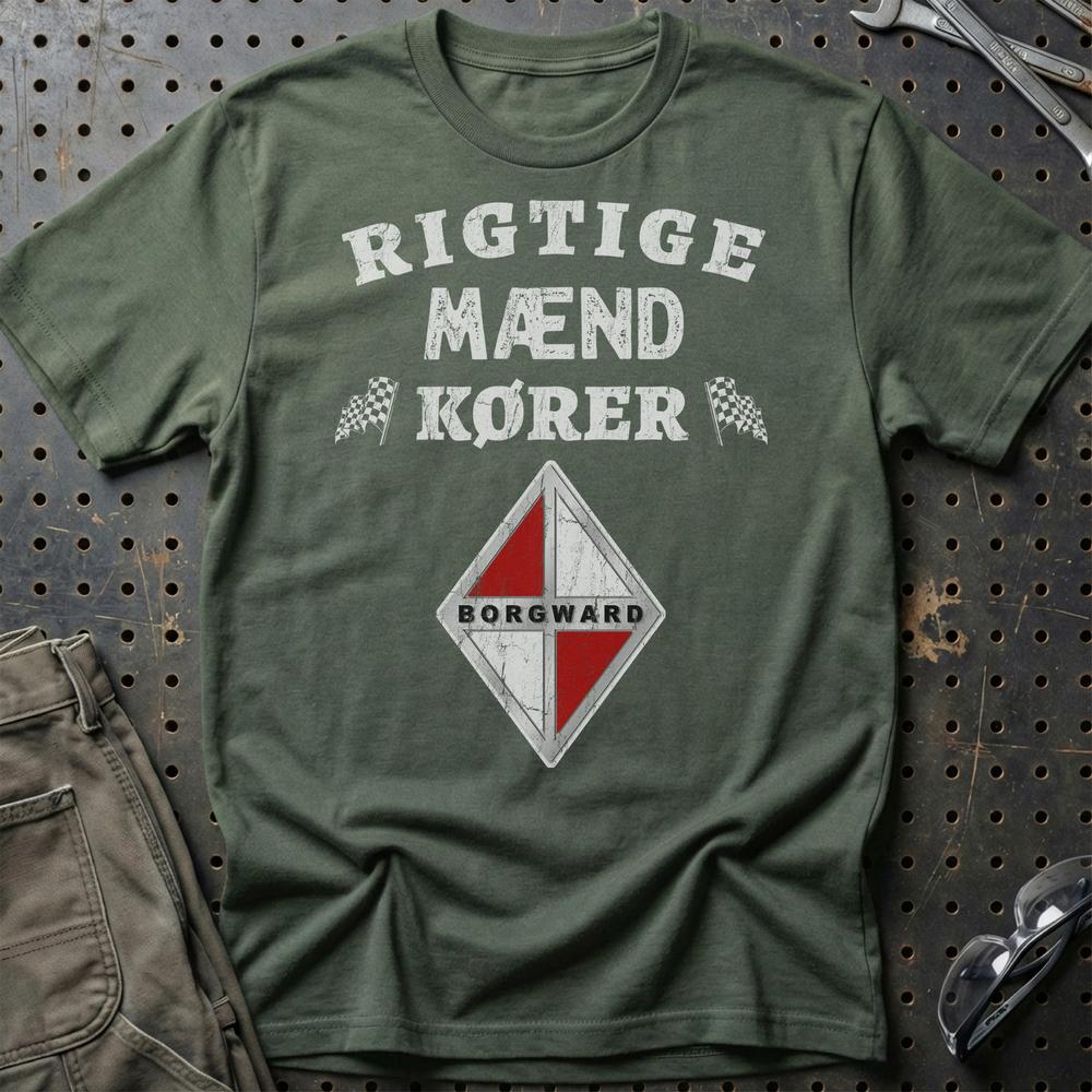 Borgward Rigtige Mænd Kører Unisex T-Shirt , Bomuld-Beklædning-Borgward-Grøn Militær-S-Garage Culture Shop- garage - man cave - merchandise