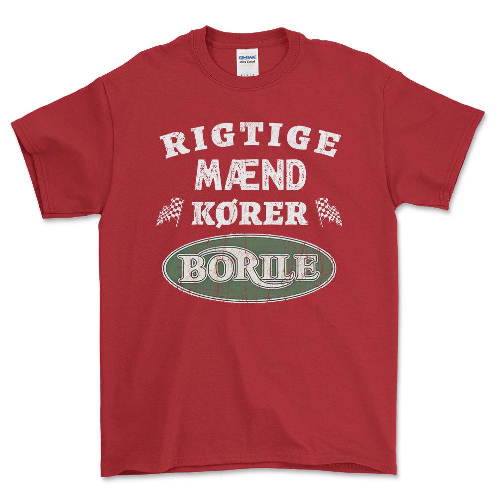 Borile Rigtige Mænd Kører - Unisex T-Shirt , Bomuld-Beklædning-Borile-Rød-S-Forside-Garage Culture Shop- garage - man cave - merchandise