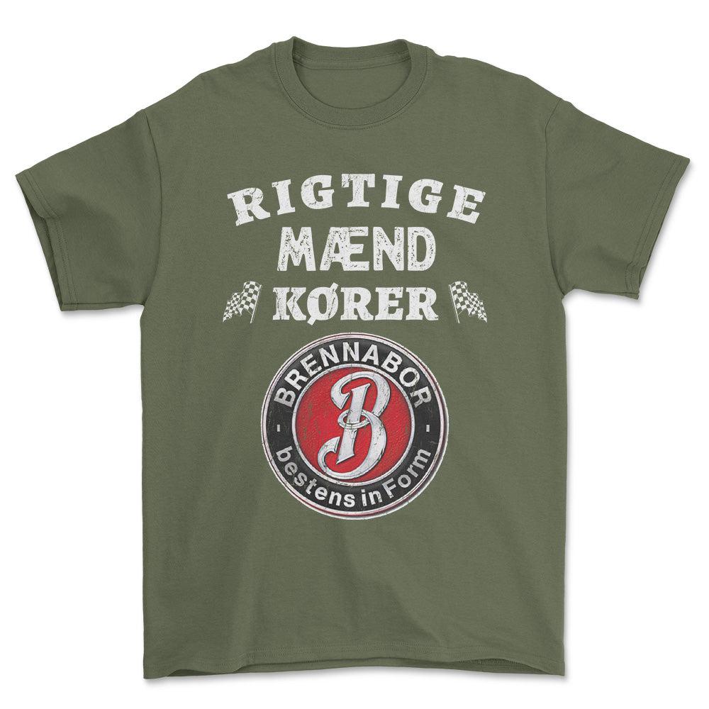 Brennabor Rigtige Mænd Kører - Unisex T-Shirt , Bomuld-Beklædning-Brennabor-Grøn Militær-S-Forside-Garage Culture Shop- garage - man cave - merchandise