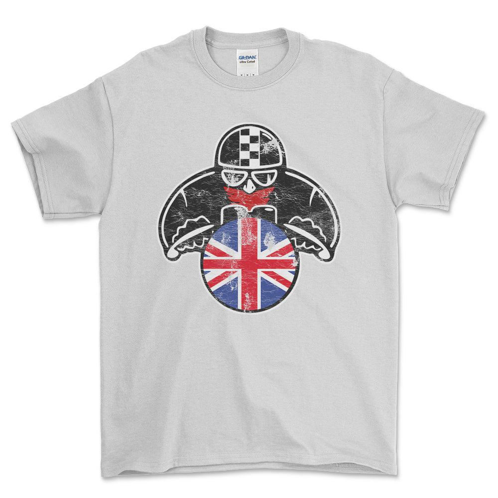 British Biker Vintage Style Unisex T-Shirt , Bomuld-Beklædning-Nr-Hvid-S-Forside-Garage Culture Shop- garage - man cave - merchandise