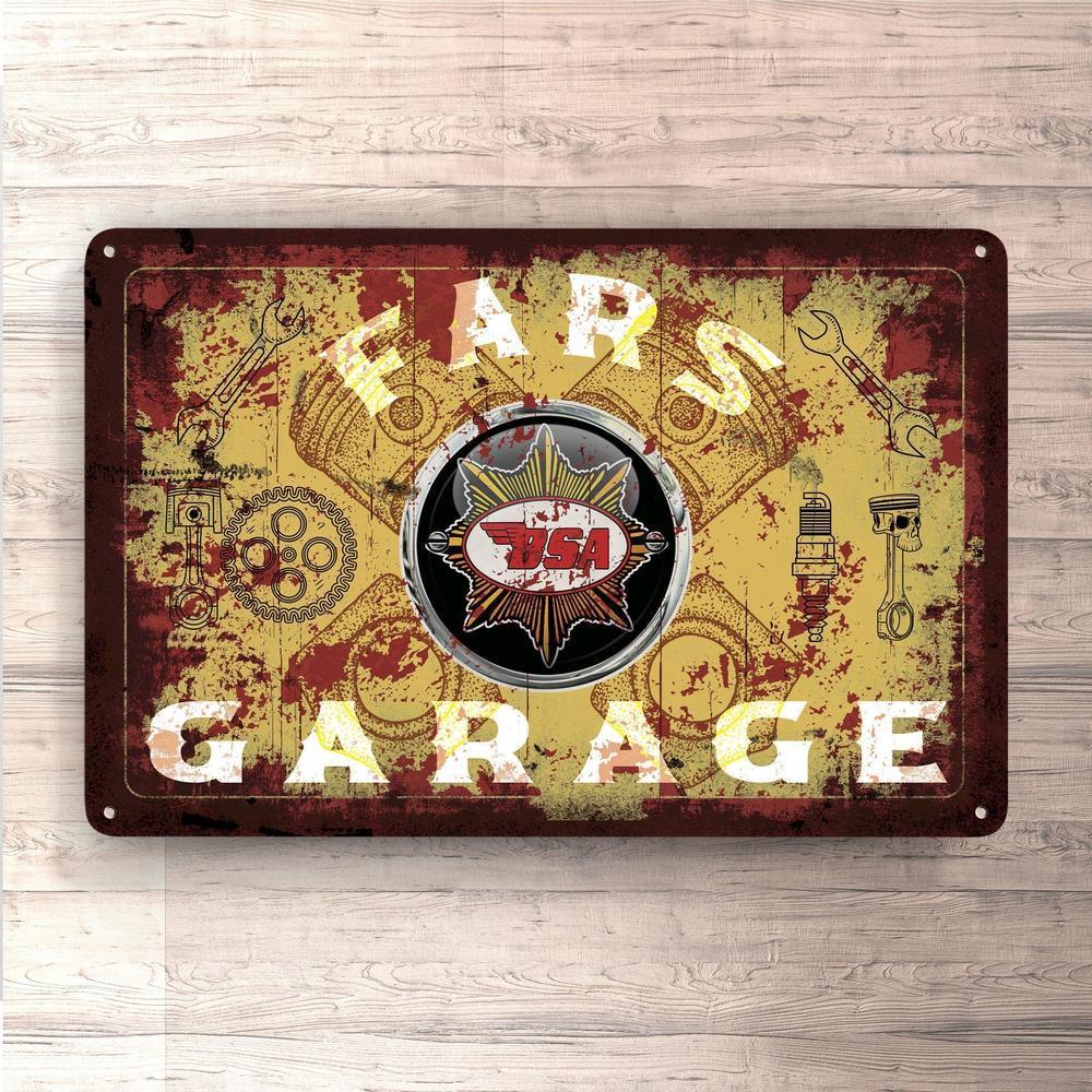Bsa Fars Garage Vintage Skilte, Musemåtte, Dørmåtte-Skilte-BSA-Garage Culture Shop- garage - man cave - merchandise
