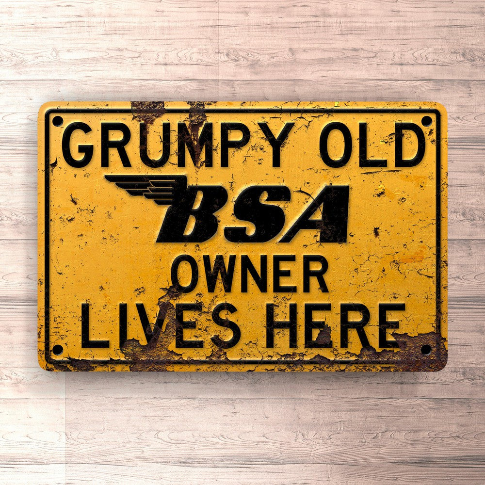 Bsa Grumpy Old Bsa Owner Lives Here Skilte, Musemåtte, Dørmåtte-Skilte-BSA-Garage Culture Shop- garage - man cave - merchandise
