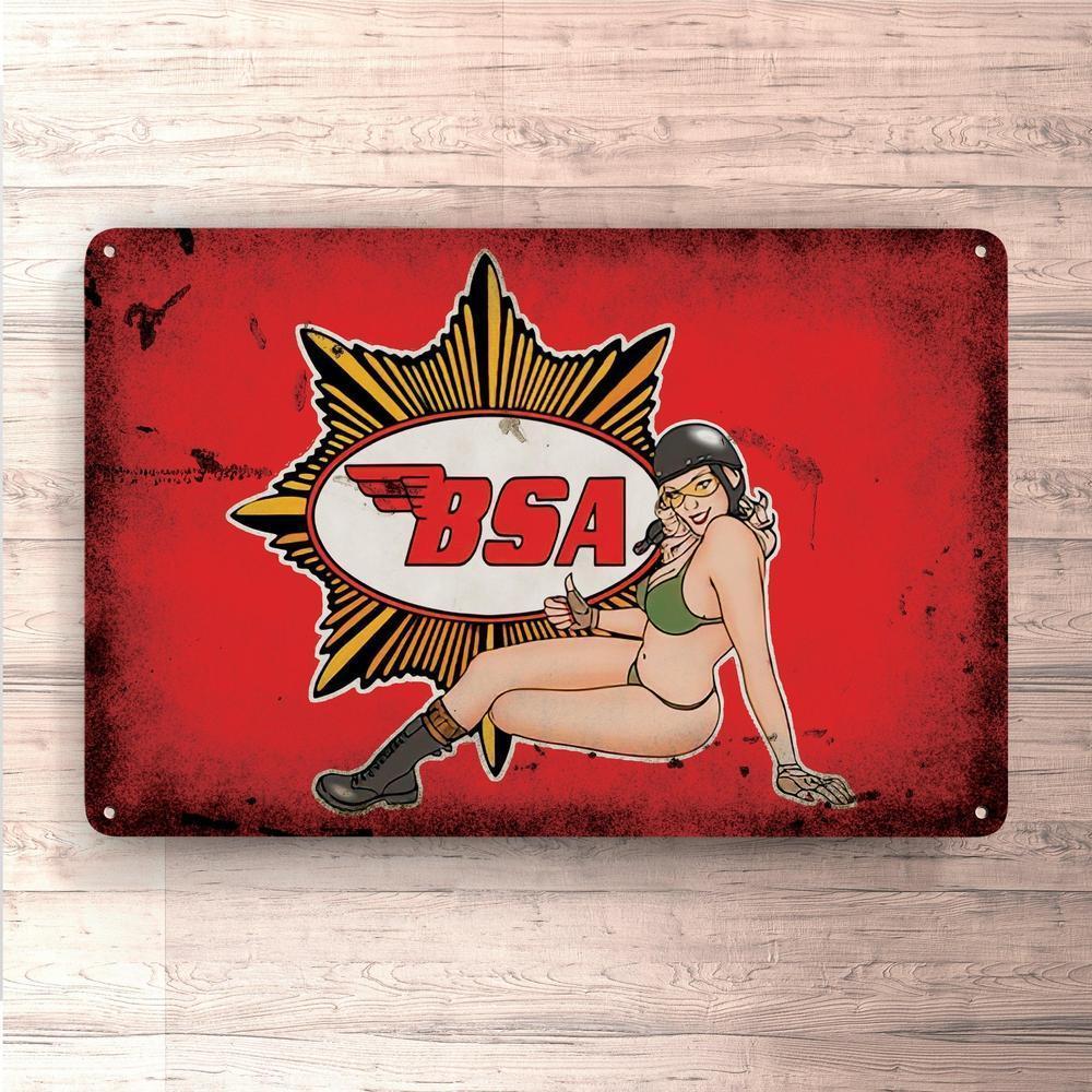Bsa Pin-Up Vintage Skilte, Musemåtte, Dørmåtte-Skilte-BSA-Garage Culture Shop- garage - man cave - merchandise