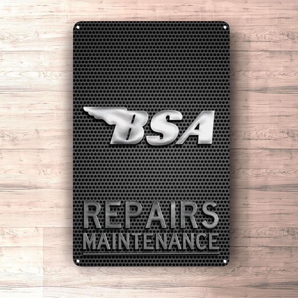 Bsa Repairs Maintenance Skilte, Musemåtte, Dørmåtte , Plakat-Skilte-BSA-Garage Culture Shop- garage - man cave - merchandise