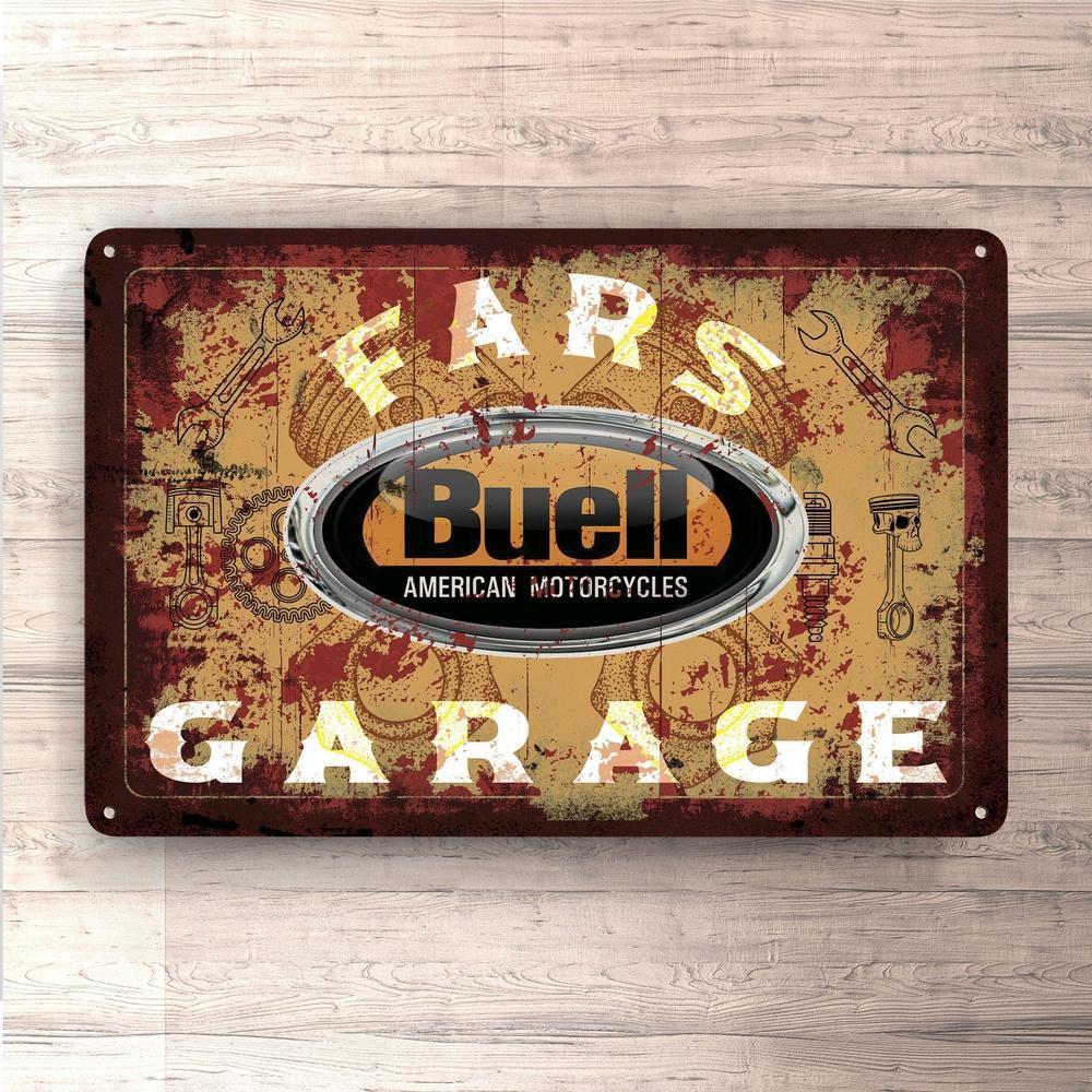 Buell Fars Garage Vintage Skilte, Musemåtte, Dørmåtte-Skilte-Buell-Garage Culture Shop- garage - man cave - merchandise
