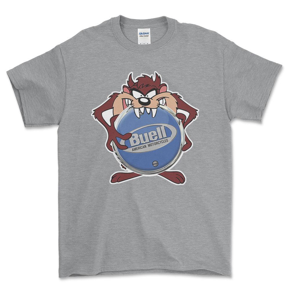 Buell TAZ Unisex T-Shirt , Bomuld-Beklædning-Buell-Grå Sport-S-Forside-Garage Culture Shop- garage - man cave - merchandise