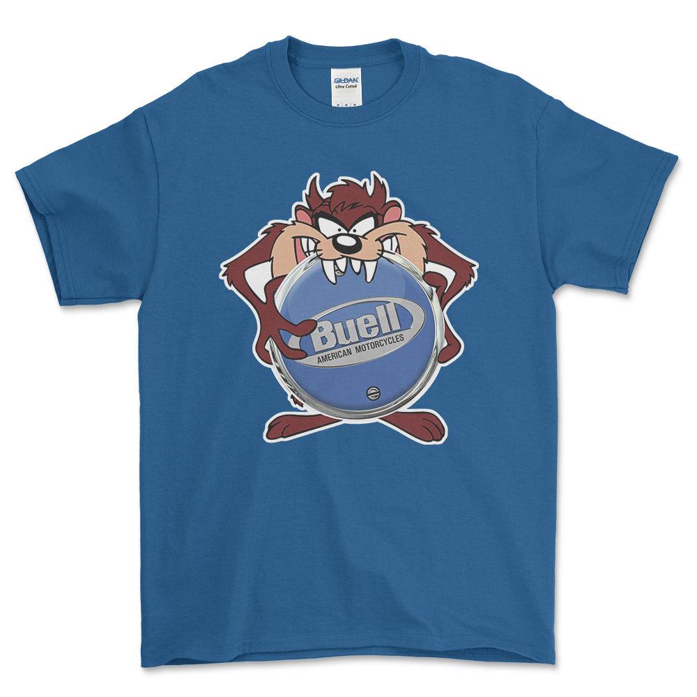 Buell TAZ Unisex T-Shirt , Bomuld-Beklædning-Buell-Blå Royal-S-Forside-Garage Culture Shop- garage - man cave - merchandise
