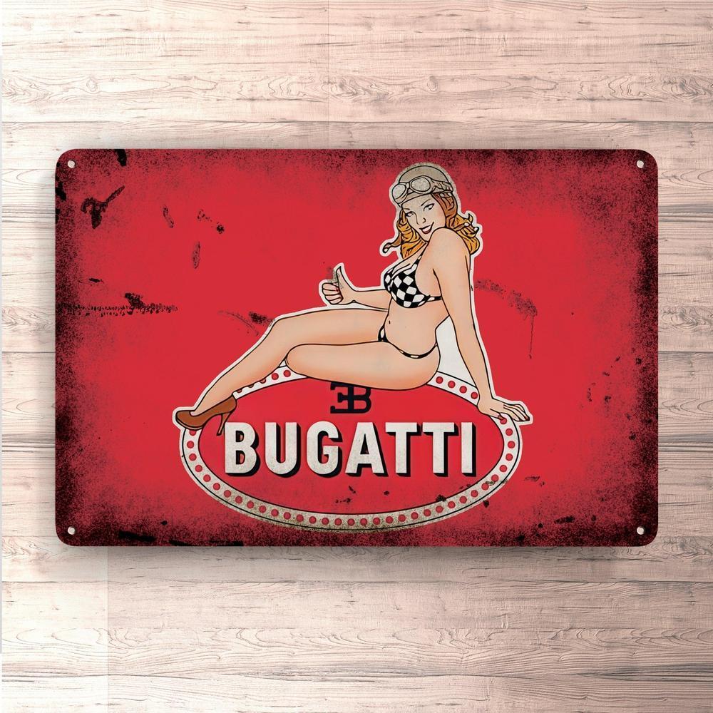 Bugatti Pin-Up Vintage Skilte, Musemåtte, Dørmåtte-Skilte-Bugatti-Garage Culture Shop- garage - man cave - merchandise