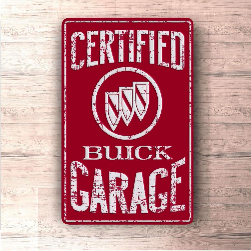 Buick Certified Garage Skilte, Musemåtte, Dørmåtte-Skilte-Buick-Garage Culture Shop- garage - man cave - merchandise