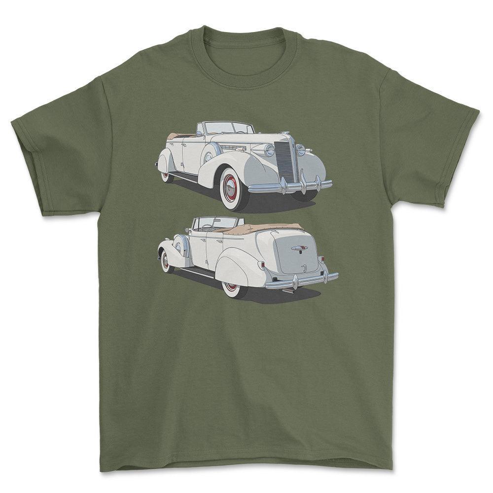 Buick Series 80 Roadmaster Phaeton 1957 - Unisex T-Shirt-Beklædning-Buick-Grøn Militær-S-Forside-Garage Culture Shop- garage - man cave - merchandise