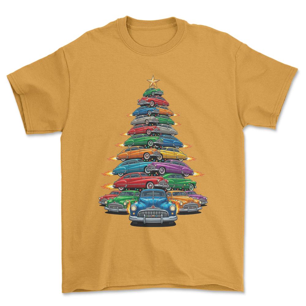 Buick Super Eight Juletræ Christmas Tree - Unisex T-Shirt-Beklædning-Buick-Guld-S-Forside-Garage Culture Shop- garage - man cave - merchandise