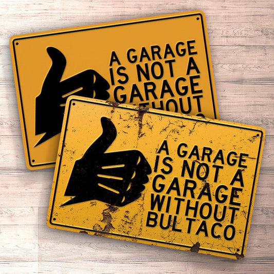 Bultaco A Garage Is Not A Garage Without Bultaco Skilte, Musemåtte, Dørmåtte , Plakat-Skilte-Bultaco-Garage Culture Shop- garage - man cave - merchandise