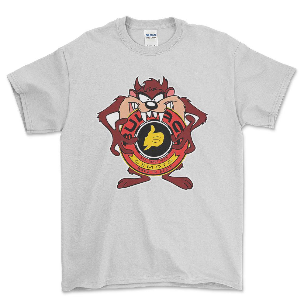 Bultaco TAZ Unisex T-Shirt , Bomuld-Beklædning-Bultaco-Hvid-S-Forside-Garage Culture Shop- garage - man cave - merchandise
