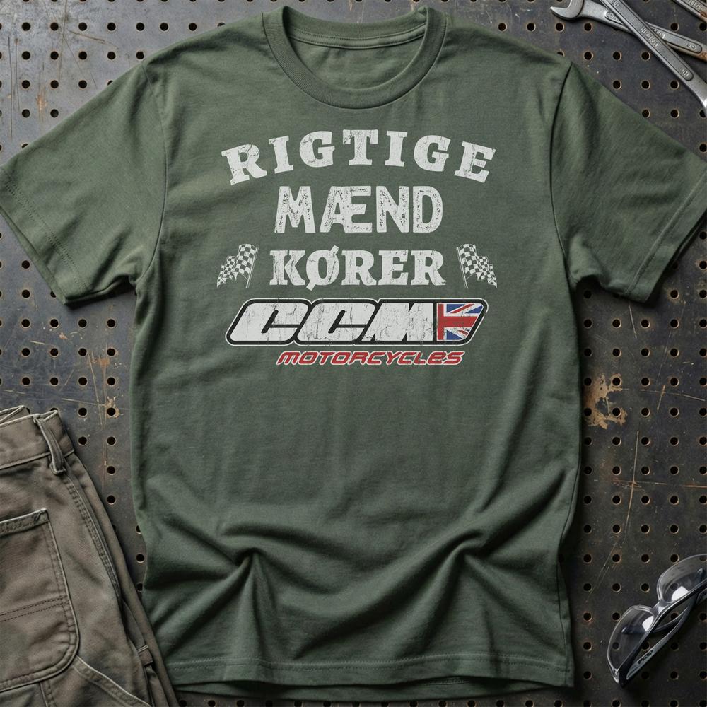 CCM Rigtige Mænd Kører - Unisex T-Shirt , Bomuld-Beklædning-CCM-Grøn Militær-S-Garage Culture Shop- garage - man cave - merchandise