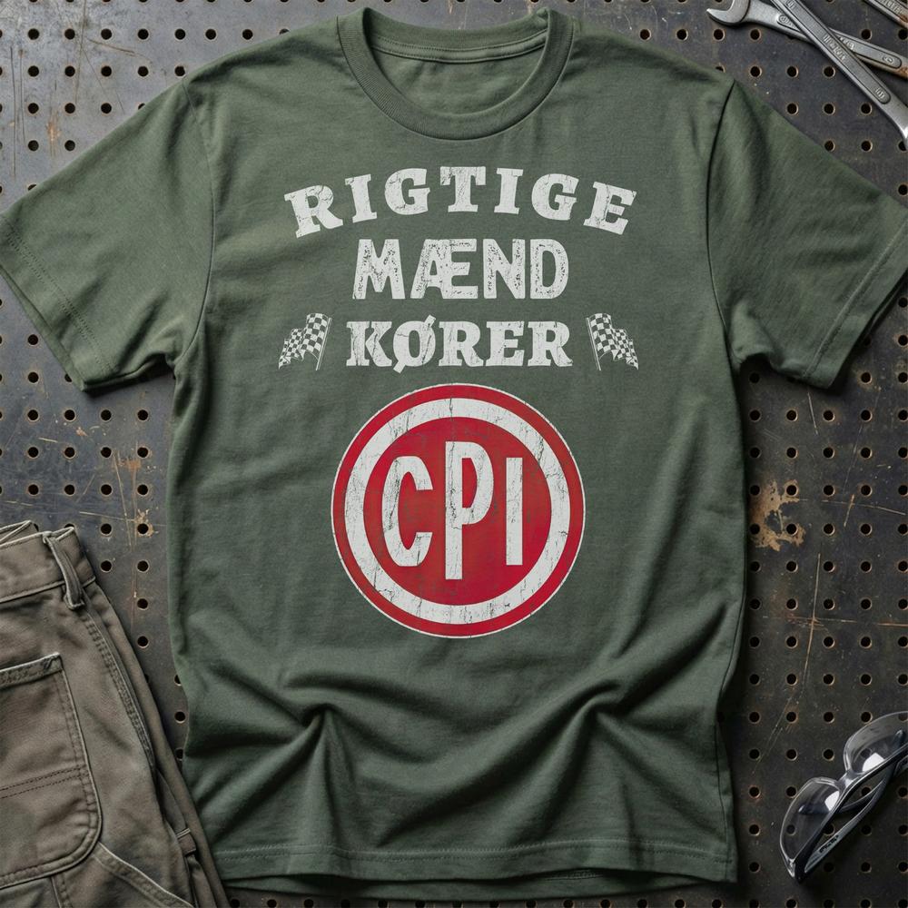 CPI Rigtige Mænd Kører - Unisex T-Shirt , Bomuld-Beklædning-CPI-Grøn Militær-S-Garage Culture Shop- garage - man cave - merchandise