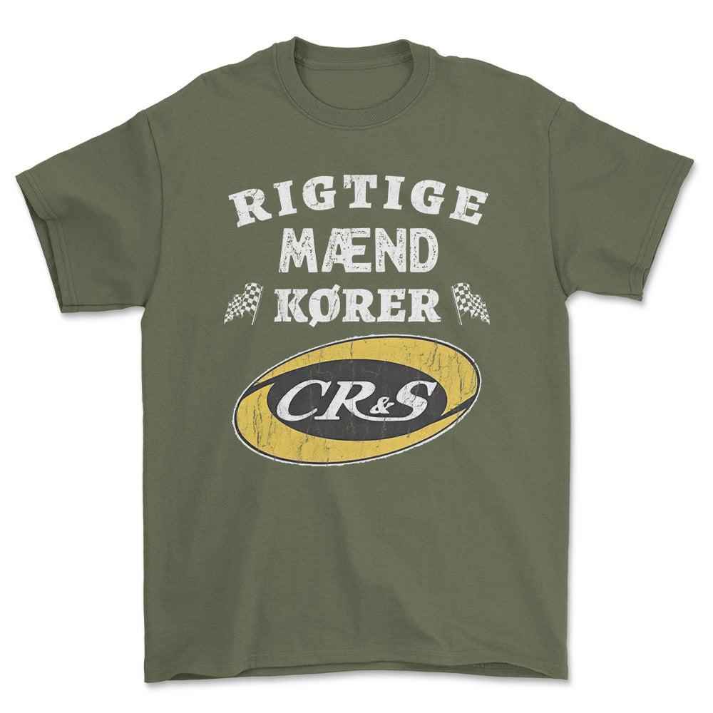 CR&S Rigtige Mænd Kører - Unisex T-Shirt , Bomuld-Beklædning-CR&S-Grøn Militær-S-Forside-Garage Culture Shop- garage - man cave - merchandise