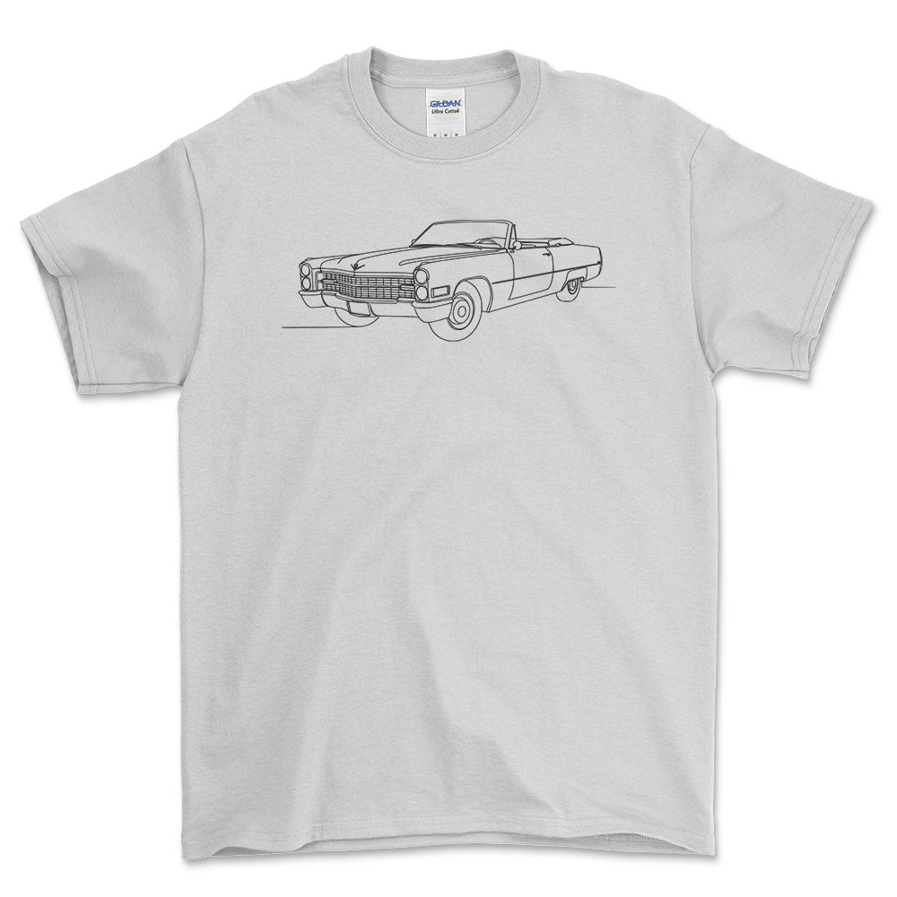 Cadillac DeVille Convertible 1966 - One Line Style Unisex T-Shirt-Beklædning-Cadillac-Hvid-S-Forside-Garage Culture Shop- garage - man cave - merchandise