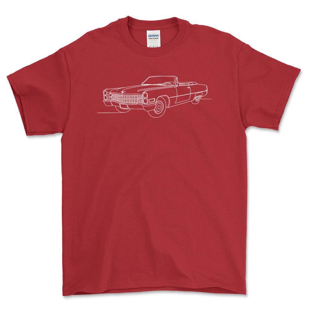 Cadillac DeVille Convertible 1966 - One Line Style Unisex T-Shirt-Beklædning-Cadillac-Rød-S-Forside-Garage Culture Shop- garage - man cave - merchandise