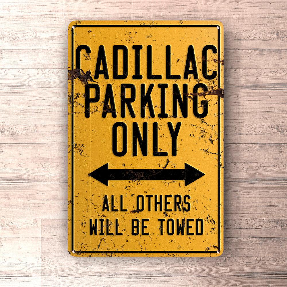 Cadillac Parking Only Skilte, Musemåtte, Dørmåtte-Parking skilte-Cadillac-Garage Culture Shop- garage - man cave - merchandise