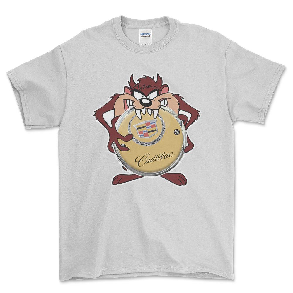 Cadillac TAZ Unisex T-Shirt , Bomuld-Beklædning-Cadillac-Hvid-S-Forside-Garage Culture Shop- garage - man cave - merchandise