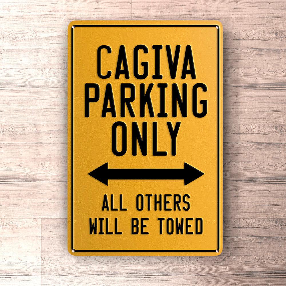Cagiva Parking Only Skilte, Musemåtte, Dørmåtte , Plakat-Parking skilte-Cagiva-Garage Culture Shop- garage - man cave - merchandise