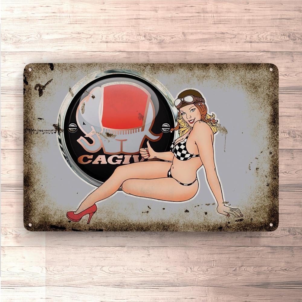 Cagiva Pin-Up Vintage Skilte, Musemåtte, Dørmåtte-Skilte-Cagiva-Garage Culture Shop- garage - man cave - merchandise