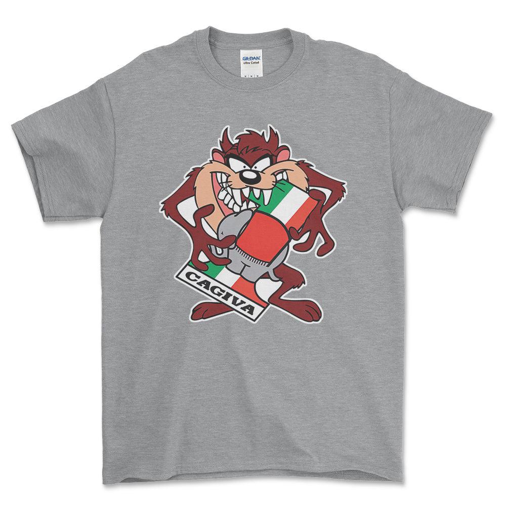 Cagiva TAZ Unisex T-Shirt , Bomuld-Beklædning-Cagiva-Grå Sport-S-Forside-Garage Culture Shop- garage - man cave - merchandise