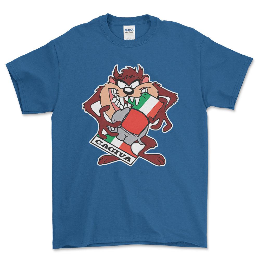 Cagiva TAZ Unisex T-Shirt , Bomuld-Beklædning-Cagiva-Blå Royal-S-Forside-Garage Culture Shop- garage - man cave - merchandise