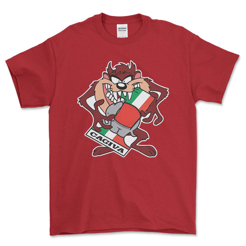 Cagiva TAZ Unisex T-Shirt , Bomuld-Beklædning-Cagiva-Rød-S-Forside-Garage Culture Shop- garage - man cave - merchandise