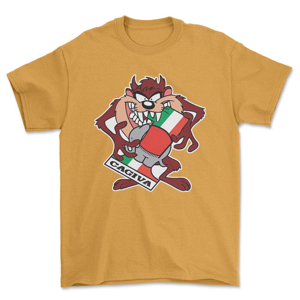 Cagiva TAZ Unisex T-Shirt , Bomuld-Beklædning-Cagiva-Guld-S-Forside-Garage Culture Shop- garage - man cave - merchandise