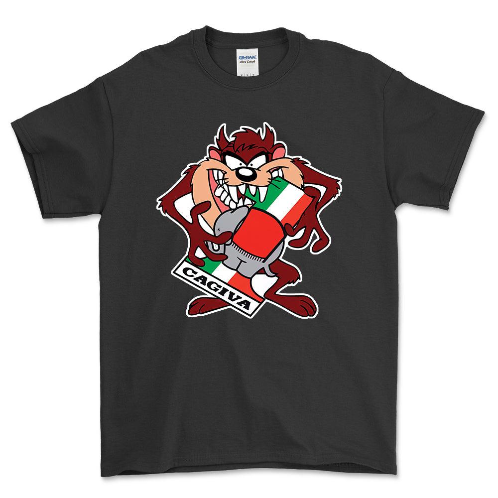 Cagiva TAZ Unisex T-Shirt , Bomuld-Beklædning-Cagiva-Sort-S-Forside-Garage Culture Shop- garage - man cave - merchandise