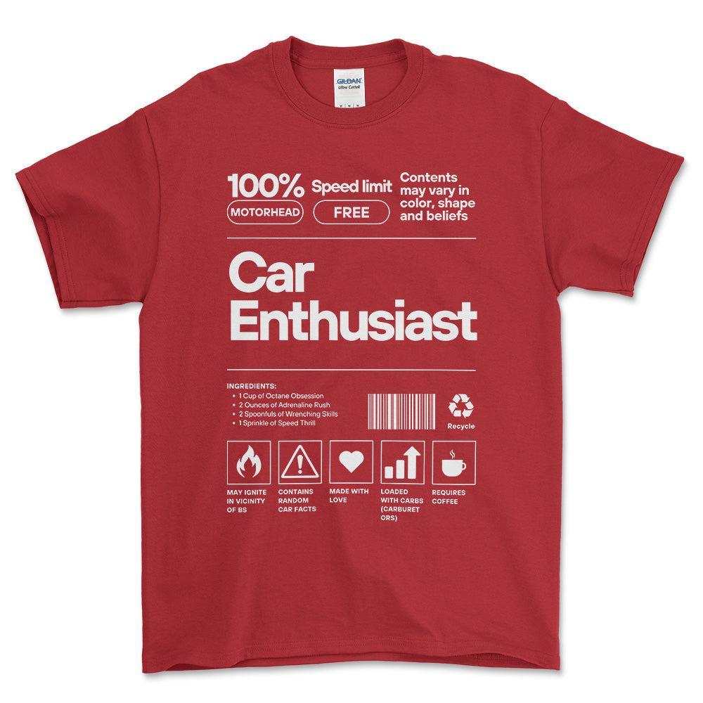 Car Entusiasts Unisex T-Shirt , Bomuld-Beklædning-Garage Culture-Rød-S-Forside-Garage Culture Shop- garage - man cave - merchandise